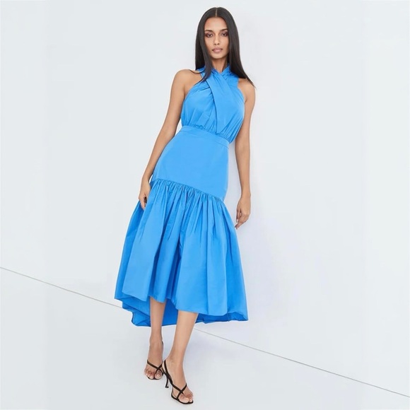 Veronica Beard Blue Halter High Low Sundress - Picture 1 of 8